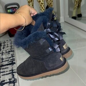 UGG Dark Blue Boots with Ribbon Accents